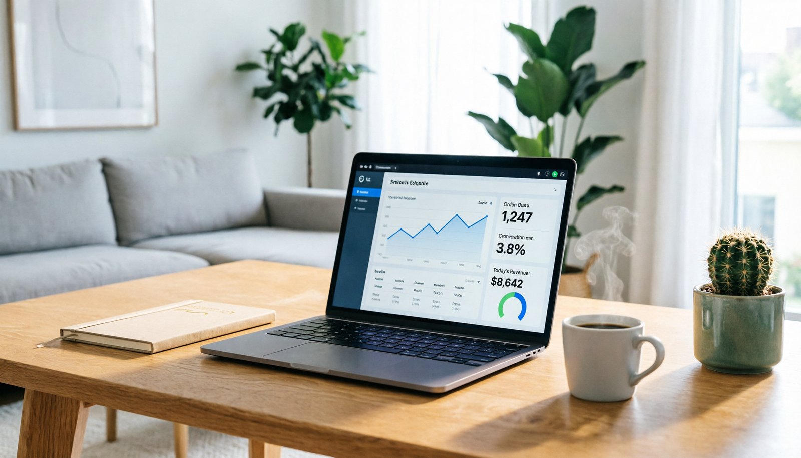 A clean workspace showing a laptop screen used for managing a dropshipping business.